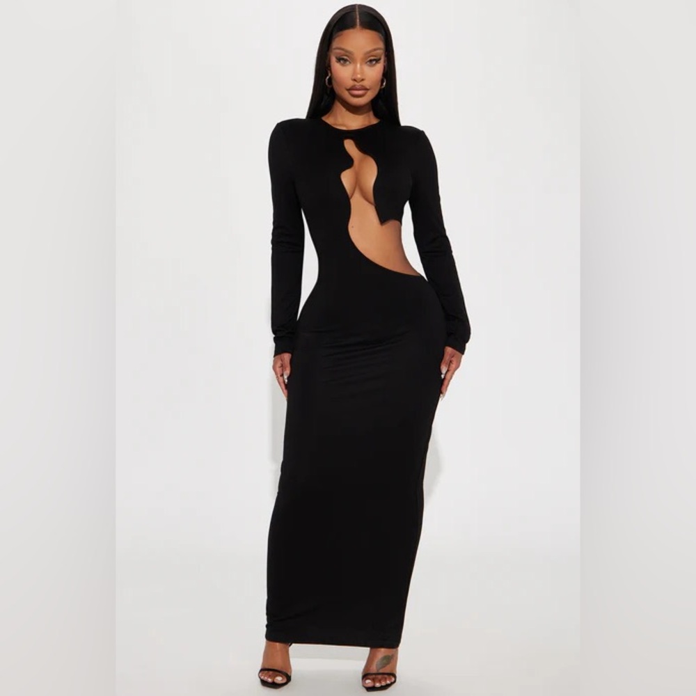 Elegant Black Cut-Out Dress